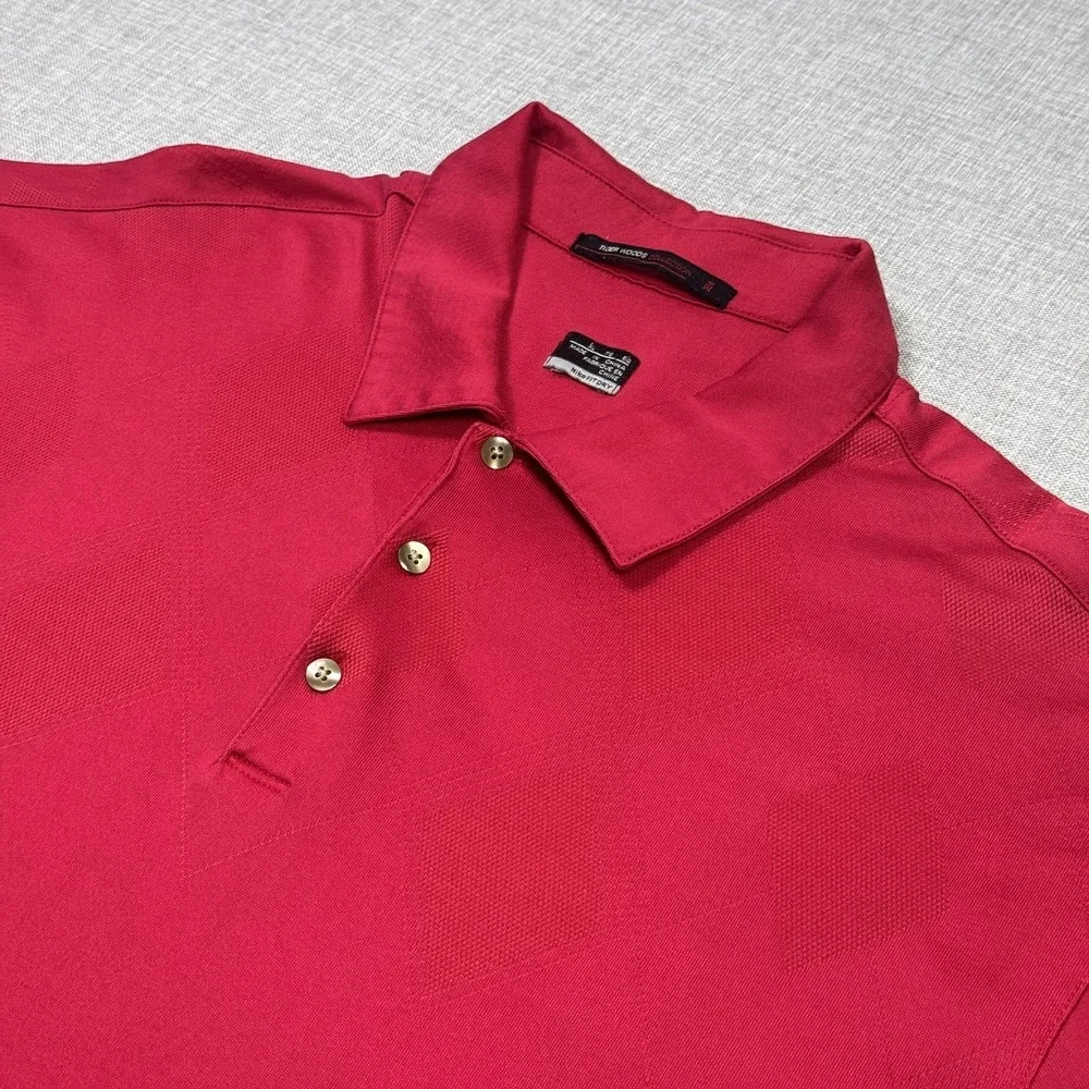 Tiger Woods Collection Sunday Red Argyle Polo Golf Shirt Mens XL Nike Dri-FIT - Picture 1 of 11